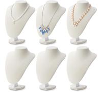 Huquary 6 Pcs Necklace Display Stand Necklace Holder Jewelry Bust Display Stands for Selling Home Store Trade Shows Photography Props Retail(Beige,Velvet)