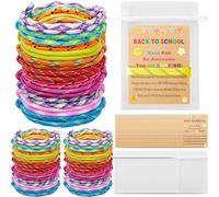Huquary 60 Sets Back to School Friendship Bracelet First Day of School Gifts for Students Bulk Inspirational Adjustable Braided Bracelets with Cards Classroom Exchange End of Year, 12 Colors