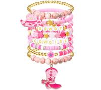 Huquary 8 Pcs Adjustable Pink Braided Matching Bracelet with Hat Merchandise Gift Accessories for Party Favors Dress Decor, about 0.71 inch/ 1.8 cm, elastic rope, no gemstone