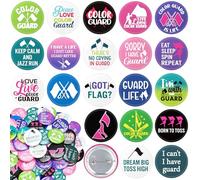 Huquary 80 Pcs Colorguard Badges - 20 Styles (4 Pcs Each) 1.5 Inch Metal Enamel Pins for Team Members, Back to School Souvenirs, Holiday Birthday Gifts