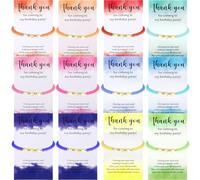 Huquary Birthday Party Favor Bracelets Beaded Rainbow Clay Heart Bracelet with Thank You Wish Gift Card for Kids Girls Birthday Party Supplies Bags Suffer with Different Themes, diameter is 1.97inches