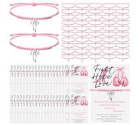 Huquary Breast Cancer Awareness Bracelet Bulk Pink Fight Ribbon Boxing Glove Bracelet Adjustable Strings Women Pink Ribbon Breast Cancer Awareness Month Favor Fundraiser Survivor Gift, 6.29 to 12.6