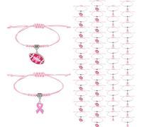 Huquary Breast Cancer Awareness Bracelets Adjustable Woven Bracelets for Gift-giving Charity Walks Awareness Events Fundraisers Pink out Day Pink Ribbon Month Supplies, about 11 inch long, nylon rope