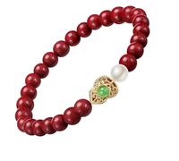 Huquary Chinese Feng Shui Bracelet for Women Lady Cinnabar Jade Gourd Bracelet Wealth Luck and Protection Red Cinnabar Beads with Gold Gourd Charm for Birthdays 2025 Graduation Gift