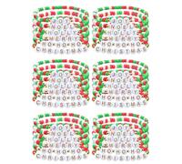Huquary Christmas Polymer Clay Beaded Bracelets Joy Noel Merry Holly Hohoho Bracelets for Holiday Party Friend Gift, approximately 7.5 inches, no gemstone