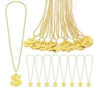 Huquary Dollar Sign Necklaces Fake Dollar Chain Jewelry Mardi Gras Beads Bling on Necklace Gangsta Hip Hop Casino Theme Carnival Buchona Party Parades, Plastic, No Gemstone