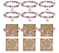 Huquary Elephant Friendship Gifts for Women Bulk Natural Stone Bracelet with Elephant Charm Jewelry Inspirational Card for Best Friend Sisters Wife Daughter Birthday Long Distance BFF, about 7.48 inch