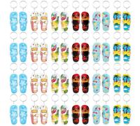 Huquary Flip Flop Keychains Bulk Fun Key Chains Small 2.36 x 1.18 Inches Hawaii Souvenirs Goody Bag Fillers for Summer Backpack Purse Luggage Birthday Luau Beach Pool Parties (60 Packs,Beach)