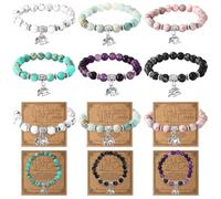 Huquary Friendship Elephant Bracelet Gifts for Women Friends Natural Stone Bracelet Bulk with Elephant Charm Thank You Sisterhood Gift with Card for Graduation Birthday Party Favor
