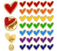 Huquary Multicolor Mini Heart Lapel Pins Bulk | Cute Metal Heart Brooches, Valentine Mother's Day Party Gifts for Women Lover Friend, Clothes Bags Hats Costume Accessory