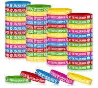 Huquary Running Silicone Wristbands Run Motivational Rubber Bracelets for Marathon Track and Field Cross Country Team Gift Sports School Prizes Birthday Party Favors Supplies, about 7.95 x 0.47 inches