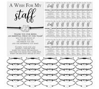 Huquary Staff Appreciation Gifts Cna Week Gifts Bulk 2025 Team Puzzle Piece Bracelet Bulk with Thank You Postcard a Wish for My Staff Inspirational Favors for Nurse, Coworkers, Students, about 6.3