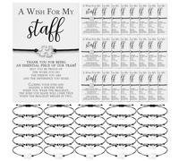 Huquary Staff Appreciation Gifts Cna Week Gifts Bulk 2025 Team Puzzle Piece Bracelet Bulk with Thank You Postcard a Wish for My Staff Inspirational Favors for Nurse, Coworkers, Students(100 Sets)