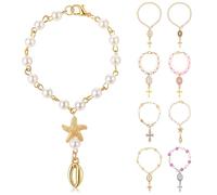 Huquary Steering Wheel Rosary Charm Accessory Cross Pendant Car Decor Rearview Mirror Car Rosary for Automotive Protection Charm Decor, S