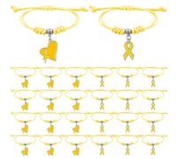 Huquary Yellow Ribbon Bracelet Bulk Childhood Cancer Awareness Bracelet Adjustable Cord Inspirational Cancer Wristband for Bladder Bone Sarcoma Awareness Event Public Charity Fundraising, maximum