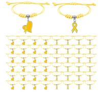 Huquary Yellow Ribbon Bracelet Bulk Childhood Cancer Awareness Bracelet Adjustable Cord Inspirational Cancer Wristband for Bladder Bone Sarcoma Awareness Event Public Charity Fundraising, maximum