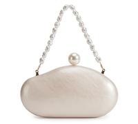 Huralona Acrylic Evening Clutch Purses for Women Shell Handbag Chic Clutch Bag With Baroque Irregular Pearl Chain Strap, Pearl White, 5.7 x 9.06 x 2.36 inches