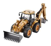 Huraoerrrr 1/50 Scale Backhoe Toy, Metal Die-cast Bulldozer with 360° Rotating Arms, Construction Vehicle