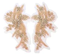 Huraoerrrr 1Pair 10.43x7.09 Inch Rhinestone Applique, Champagne DIY Embellishments for Dress Prom Wedding