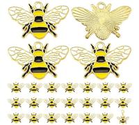 Huraoerrrr 24Pcs Bee Decorations for Party Gold Black Colorful Enamel Oil Drip Charm for Jewelry Making Arts Crafts