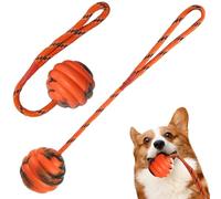 Huraoerrrr 2PCS Ball on Rope Dog Toy Rubber Ball on Rope Dog Toy Interactive Training 12x2.4 Portable Teething Toys for Reward Fetch Play