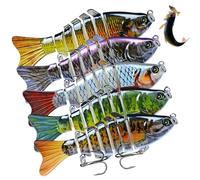 Huraoerrrr 5Pcs Fishing Lures, 3D Realistic Fishing Lure Kit with Hook, Professional Practical Lure for Bass Freshwater Saltwater Lures