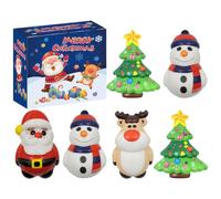 Huraoerrrr 6PCS Slow Rise Stress Ball, Cute Snowman Elk Xmas Tree Santa Claus Squish Toys, Stress Relief for Adults Kids Party Gifts