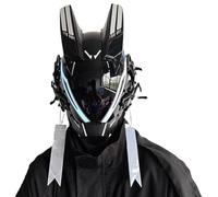 Huraoerrrr Punk Mask LED White Light Cyber Techwear Helmet Futuristic Halloween Party Cosplay Anime (No Battery)