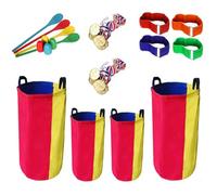 Huraoerrrr Sports Day Kit 4Pcs Sack Race Bag with 4Pcs Egg Spoons & Legged Race Bands Sports Day Kit Outdoor Family Interactive Parent-Child Bonding Lawn Party Carnival Games for Kids Adults