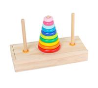 Huraoerrrr Tower of Hanoi Puzzle, Wooden Rainbow Stacking Blocks Brain Teaser for Kids 3+, Logical Thinking Educational Toy
