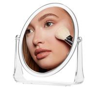 Huraoerrrr Vanity Mirror 6 x 1 x 7 Round Double Sided Makeup Mirror Clear 7X Magnifying with Stand 360° Swivel Desk Free Standing for Bathroom Bedroom