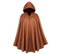Huraogcos Medieval Hooded Cape, Renaissance Costume for Adults, Unisex Carnival Cape, Olive Green (100 cm Brown)
