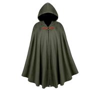 Huraogcos Medieval Hooded Cape, Renaissance Costume for Adults, Unisex Carnival Cape, Olive Green (100 cm - Green)