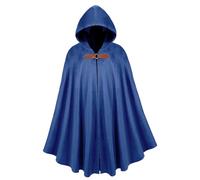 Huraogcos Medieval Hooded Cape, Renaissance Costume for Adults, Unisex Carnival Cape, Olive Green (100 cm - Blue)