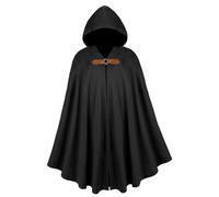 Huraogcos Medieval Hooded Cape, Renaissance Costume for Adults, Unisex Carnival Cape, Olive Green (100 cm - Black)