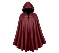 Huraogcos Medieval Hooded Cape, Renaissance Costume for Adults, Unisex Carnival Cape, Olive Green (100 cm Red)