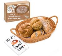 Huray Rayho Bread Basket Warmer Stone -Terracotta Bread Baskets for Serving Muffin and Cornbread Basket Housewarming Gift, Baker's Hostess Gift,Mom Dad Birthday (Ellipse)
