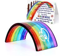 Huray Rayho Rainbow Bridge Fused Glass 3D Colorful Bridge with Sympathy Card Memorial Gift for Dog Cat Guinea Pig Lover Pet Lost Present Sorry Gift Set of 2