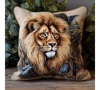 HURCP Cross Stitch Cushion Kits for Adults Kids Beginners Lion Animal Advanced Pillow case Cushion Cover Rug 45x45 DIY Needlework Embroidery Kits Handmade Set Craft Sofa Home Decor,Double