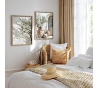 HURCP set of 2 Neutral Olive Tree Shadow Vase Canvas Print Poster Retro Botanical Landscape Art Print Home Decor Art Poster Gifts,A2 (42X60CM)