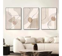 HURCP Set Of 3 Canvas Poster Abstract Boho Beige Grey Brown Black Lines Modern Geometric Minimalist Wall Art Prints Gift Bedroom Living Room Dorm Gallery Corridor Decor Picture,A4 (21X30CM)