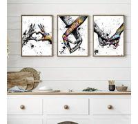 HURCP Set Of 3 Canvas Poster Graffiti Holding Hands LOVE Heart Abstract Couple Black White Gray Wall Art Prints Gift Bedroom Living Room Dorm Gallery Corridor Decor Picture,A2 (42X60CM)