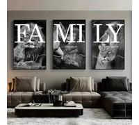 HURCP Set Of 3 Canvas Poster Modern Black And White Lions Family Couple Love Wall Art Prints Gift Bedroom Living Room Dorm Gallery Corridor Decor Picture,A4 (21X30CM)
