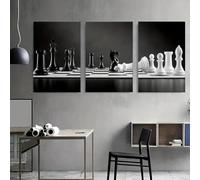 HURCP Set Of 3 Canvas Poster Modern Simple Black And White Chess Creative Wall Art Prints Gift Bedroom Living Room Dorm Gallery Corridor Decor Picture,50x70 CM (19.7x27.6 In)
