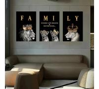 HURCP Set Of 3 Canvas Poster Motivational Quotes Crown Lions Family Golden Black Modern Wall Art Painting Gift Bedroom Living Room Dorm Gallery Corridor Decor Picture Prints,A3 (30X42CM)