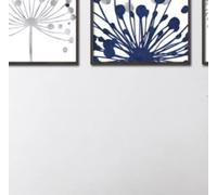 HURCP Set Of 3 Canvas Poster Navy Blue White Grey Abstract Floral Dandelions Images Wall Art Painting Gift Bedroom Living Room Dorm Gallery Corridor Decor Picture,50x70 CM (19.7x27.6 In)