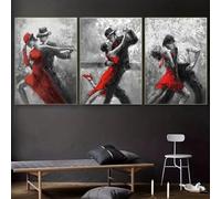 HURCP Set Of 3 Canvas Poster Pas De Deux Ballroom Dancing Black Red Gray Wall Art Prints Gift Bedroom Living Room Dorm Gallery Corridor Decor Picture,A4 (21X30CM)