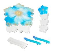 HURIANIC Large Flower Silicone Molds for Resin Tray Casting, 3pcs Epoxy Resin Molds for Floral Coasters Making, Freshware Silicon Mould for Agate Tray Handles DIY Crafts and Holiday Gifts
