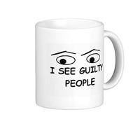 HURKI I see guilty people classic white coffee mug