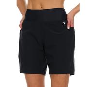 Hurley 5"/7" High Waisted Swim Shorts Women, Board Shorts with Pockets & Inner Liner, Quick Dry Swim Trunk, UPF 50+, Black, XL